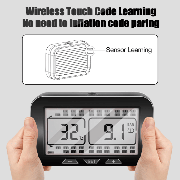 Solar-Powered Tire Pressure Monitor – Bluetooth 18-Digit Display TPMS - GoTypical