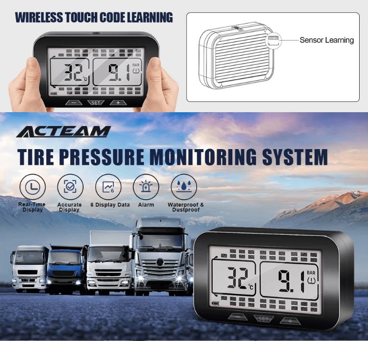 Solar-Powered Tire Pressure Monitor – Bluetooth 18-Digit Display TPMS - GoTypical