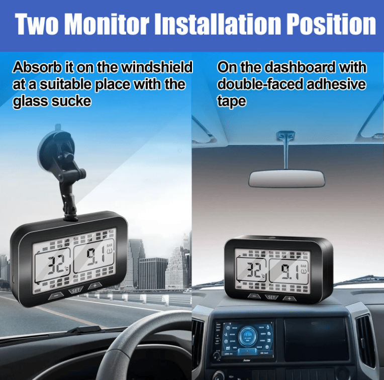 Solar-Powered Tire Pressure Monitor – Bluetooth 18-Digit Display TPMS - GoTypical