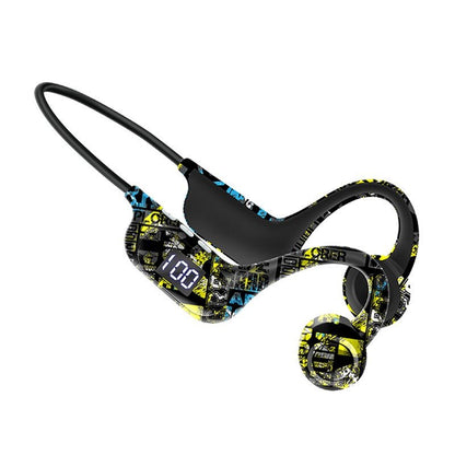AKZ - G9 Graffiti Bone Conduction Wireless Bluetooth Earphones Insert Card Digital Display Hanging Ear Wireless Earphones - GoTypical