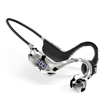 AKZ - G9 Graffiti Bone Conduction Wireless Bluetooth Earphones Insert Card Digital Display Hanging Ear Wireless Earphones - GoTypical