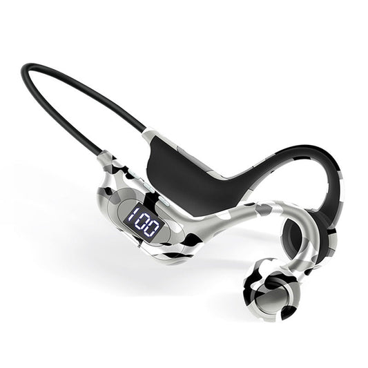 AKZ - G9 Graffiti Bone Conduction Wireless Bluetooth Earphones Insert Card Digital Display Hanging Ear Wireless Earphones - GoTypical