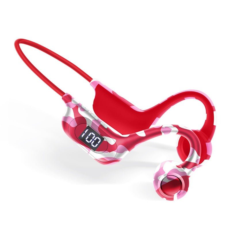 AKZ - G9 Graffiti Bone Conduction Wireless Bluetooth Earphones Insert Card Digital Display Hanging Ear Wireless Earphones - GoTypical