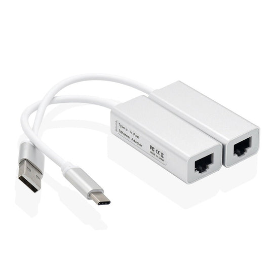 Aluminum alloy 2.0USB 100Mbps Ethernet card with no drive and cable Type - C to RJ45 Ethernet interface converter - GoTypical