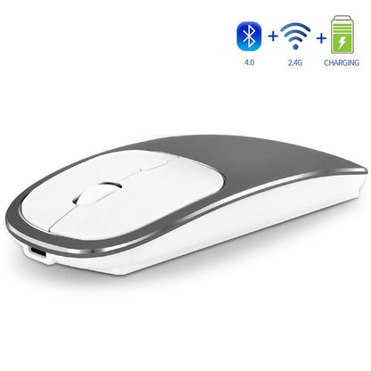 . Aluminum Alloy Dual-Mode Wireless Bluetooth Mouse Rechargeable Silent - GoTypical