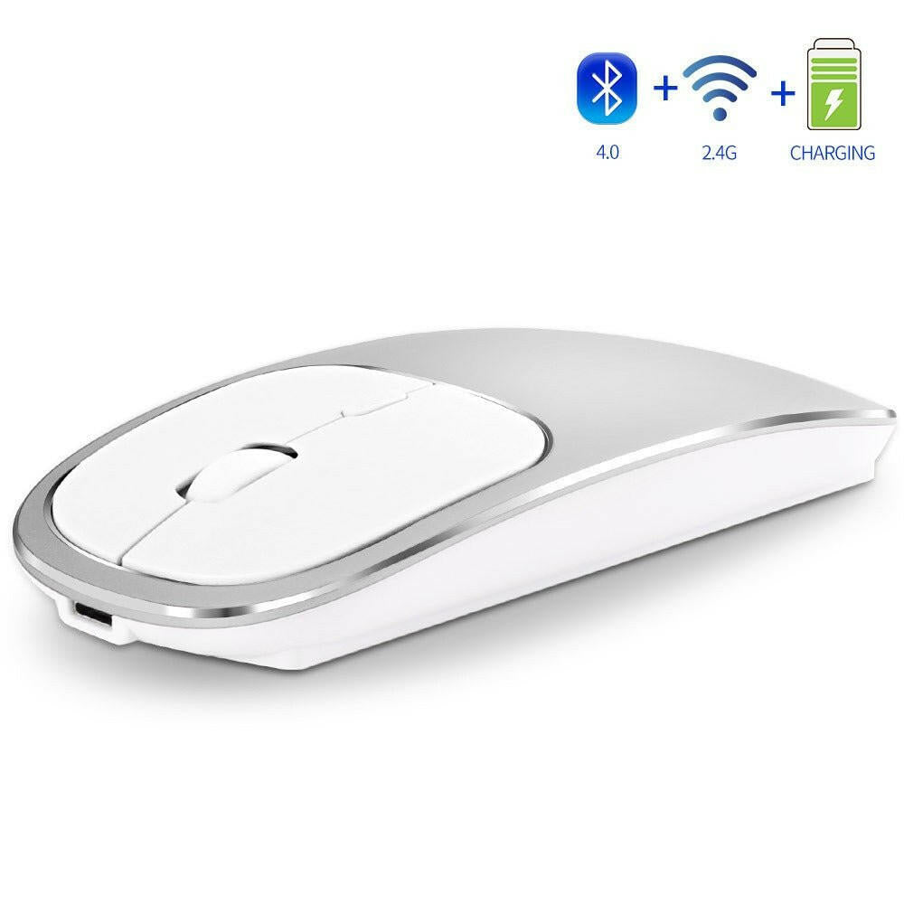. Aluminum Alloy Dual-Mode Wireless Bluetooth Mouse Rechargeable Silent - GoTypical