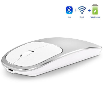 . Aluminum Alloy Dual-Mode Wireless Bluetooth Mouse Rechargeable Silent - GoTypical