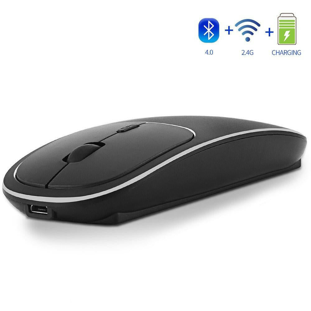 . Aluminum Alloy Dual-Mode Wireless Bluetooth Mouse Rechargeable Silent - GoTypical