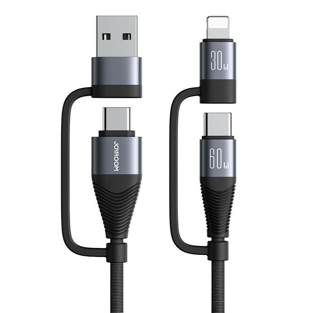 . Aluminum Alloy 4-in-1 Data Cable – Fast Charging 60W, Woven Fabric - GoTypical