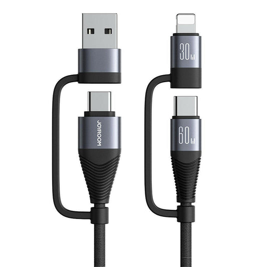 . Aluminum Alloy 4-in-1 Data Cable – Fast Charging 60W, Woven Fabric - GoTypical