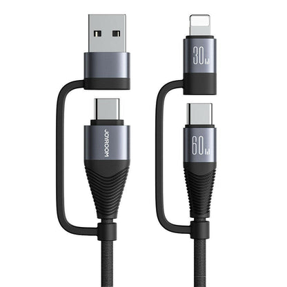 . Aluminum Alloy 4-in-1 Data Cable – Fast Charging 60W, Woven Fabric - GoTypical