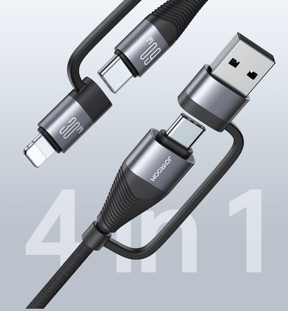 . Aluminum Alloy 4-in-1 Data Cable – Fast Charging 60W, Woven Fabric - GoTypical