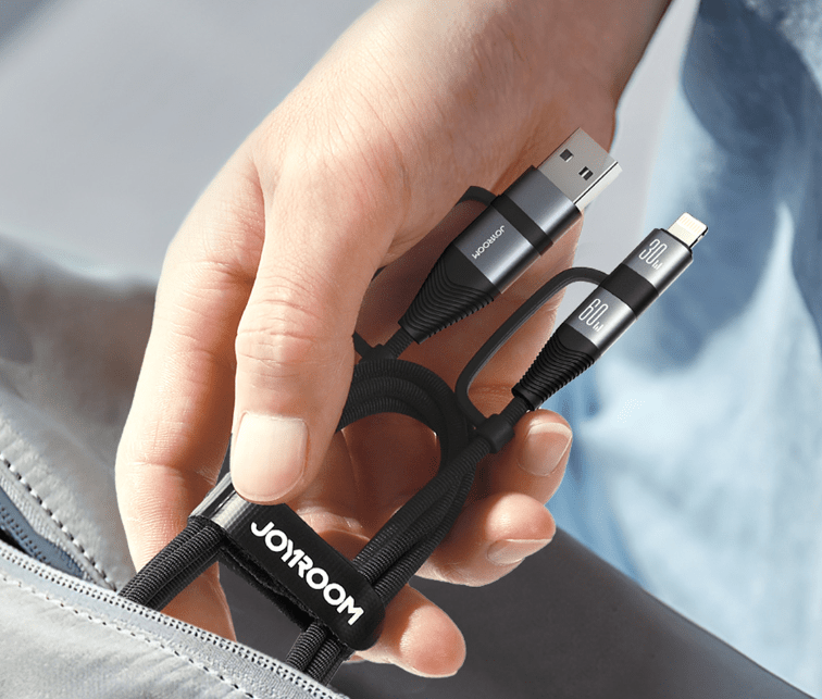 . Aluminum Alloy 4-in-1 Data Cable – Fast Charging 60W, Woven Fabric - GoTypical