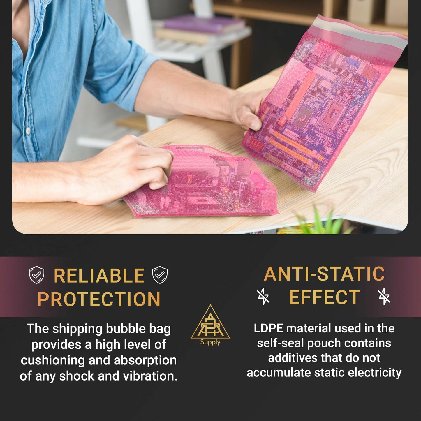 Anti Static Bubble Bags 24x24 Inch – Pink Self-Seal PE Pouches 40-Pack - GoTypical