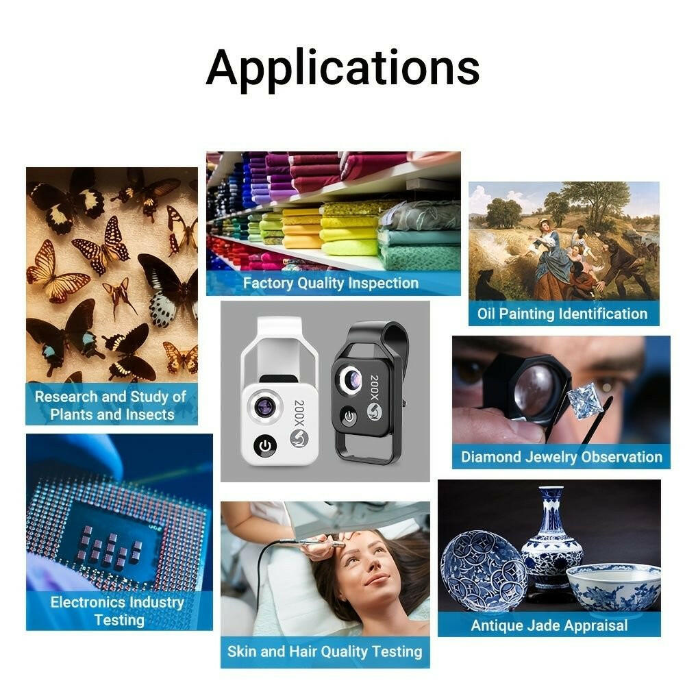 APEXEL HD 200X Microscope Macro Lens – Mobile Phone with CPL Filter & LED Light - GoTypical