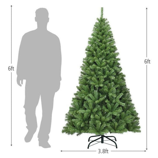 Artificial Christmas Tree 6ft 7.5ft 9ft – Hinged PVC Green with Metal Stand Premium Quality - GoTypical