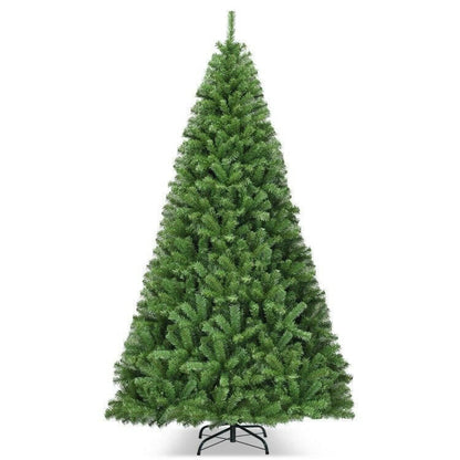 Artificial Christmas Tree 6ft 7.5ft 9ft – Hinged PVC Green with Metal Stand Premium Quality - GoTypical
