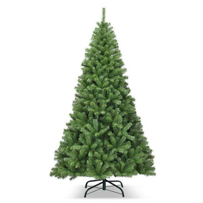 Artificial Christmas Tree 6ft 7.5ft 9ft – Hinged PVC Green with Metal Stand Premium Quality - GoTypical