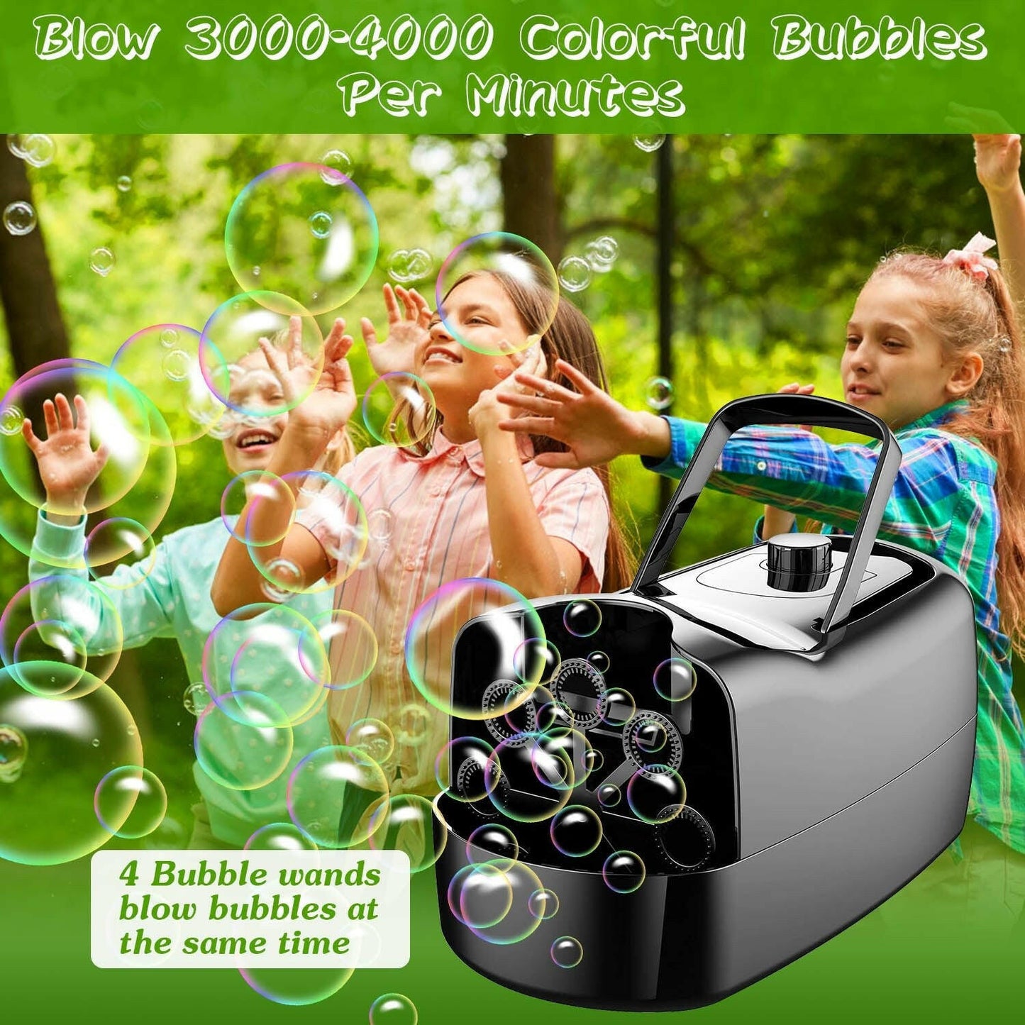 Automatic Bubble Machine – Dual Speed Large 10.82oz Tank for Kids Parties - GoTypical