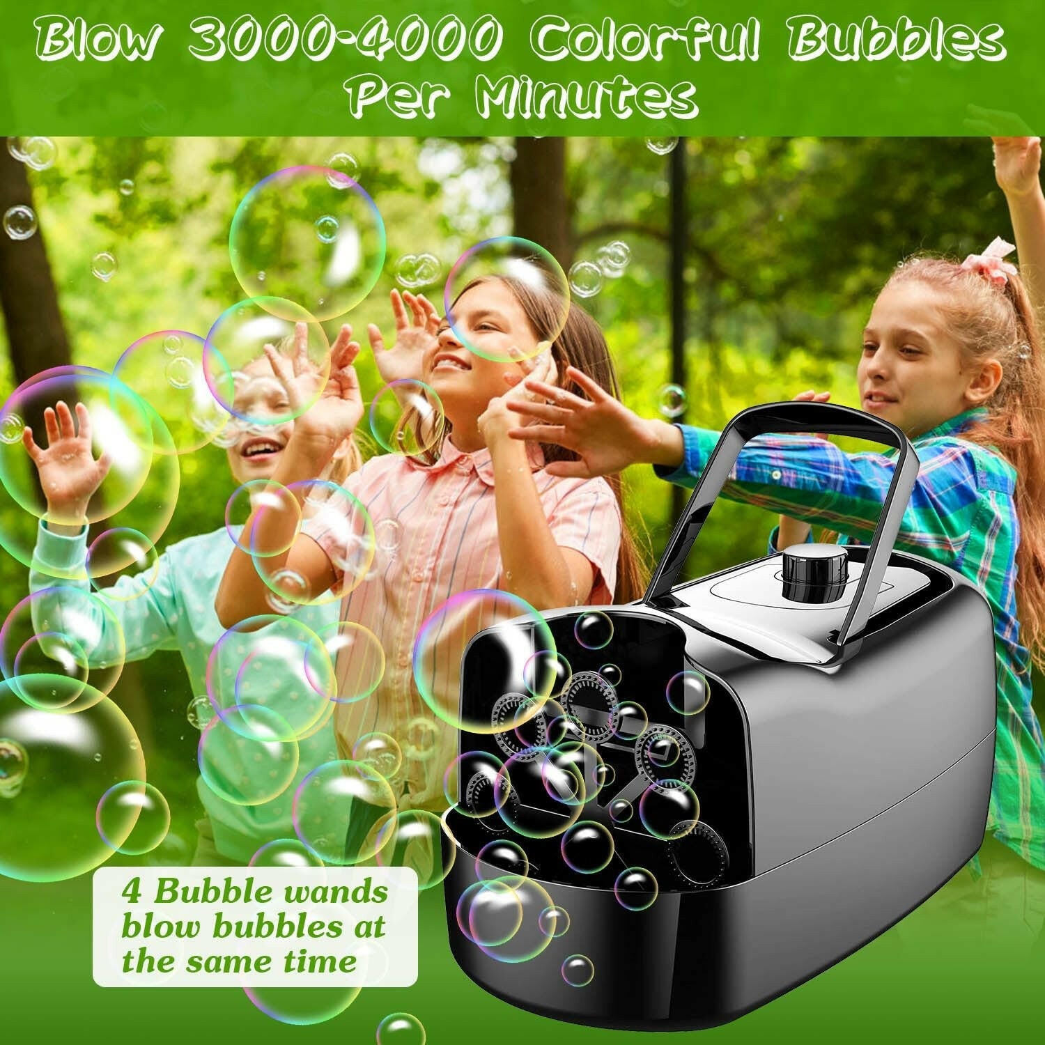 Automatic Bubble Machine – Dual Speed Large 10.82oz Tank for Kids Parties - GoTypical