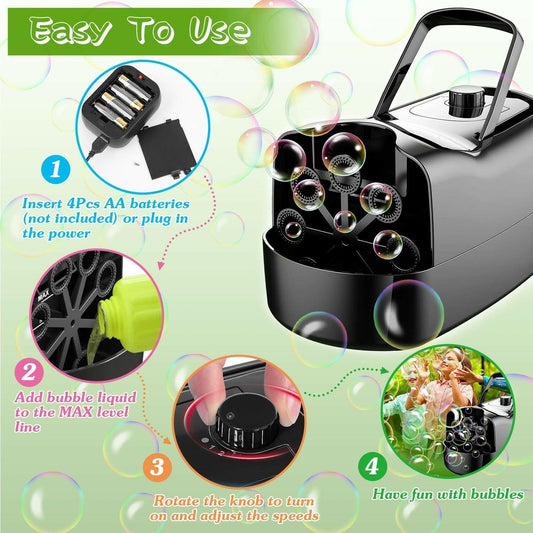 Automatic Bubble Machine – Dual Speed Large 10.82oz Tank for Kids Parties - GoTypical