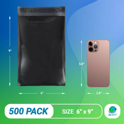 . Black Poly Mailers 6 x 9 Inches | 500 Pack Waterproof Self-Seal Bags - GoTypical