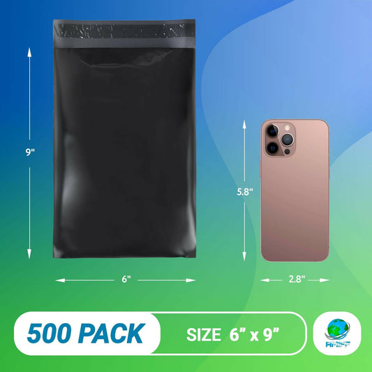 . Black Poly Mailers 6 x 9 Inches | 500 Pack Waterproof Self-Seal Bags - GoTypical