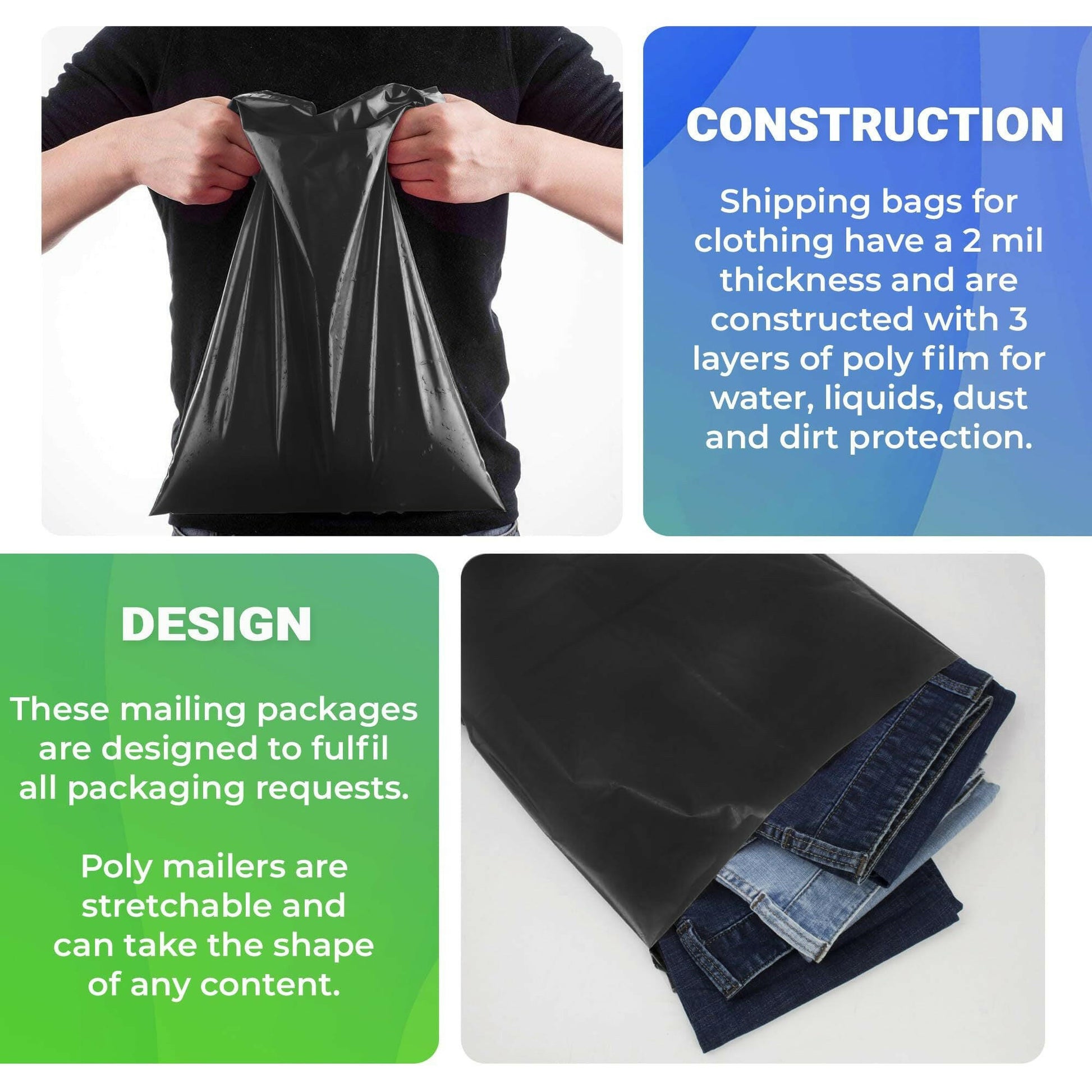 . Black Poly Mailers 6 x 9 Inches | 500 Pack Waterproof Self-Seal Bags - GoTypical
