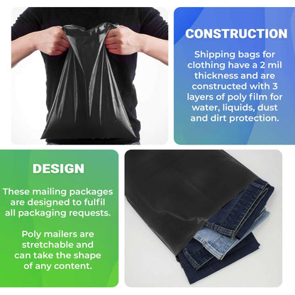 . Black Poly Mailers 6 x 9 Inches | 500 Pack Waterproof Self-Seal Bags - GoTypical