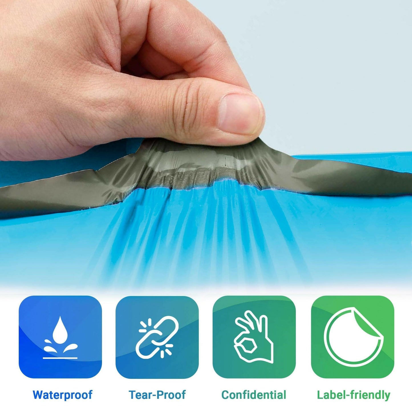 Amiff Blue Poly Mailers 14.5 x 19 Inches – 1000 Pack Waterproof Self-Seal Bags - GoTypical