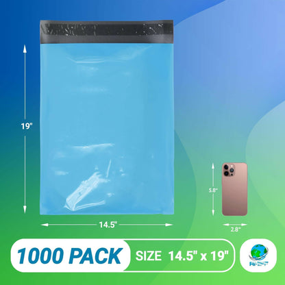 Amiff Blue Poly Mailers 14.5 x 19 Inches – 1000 Pack Waterproof Self-Seal Bags - GoTypical
