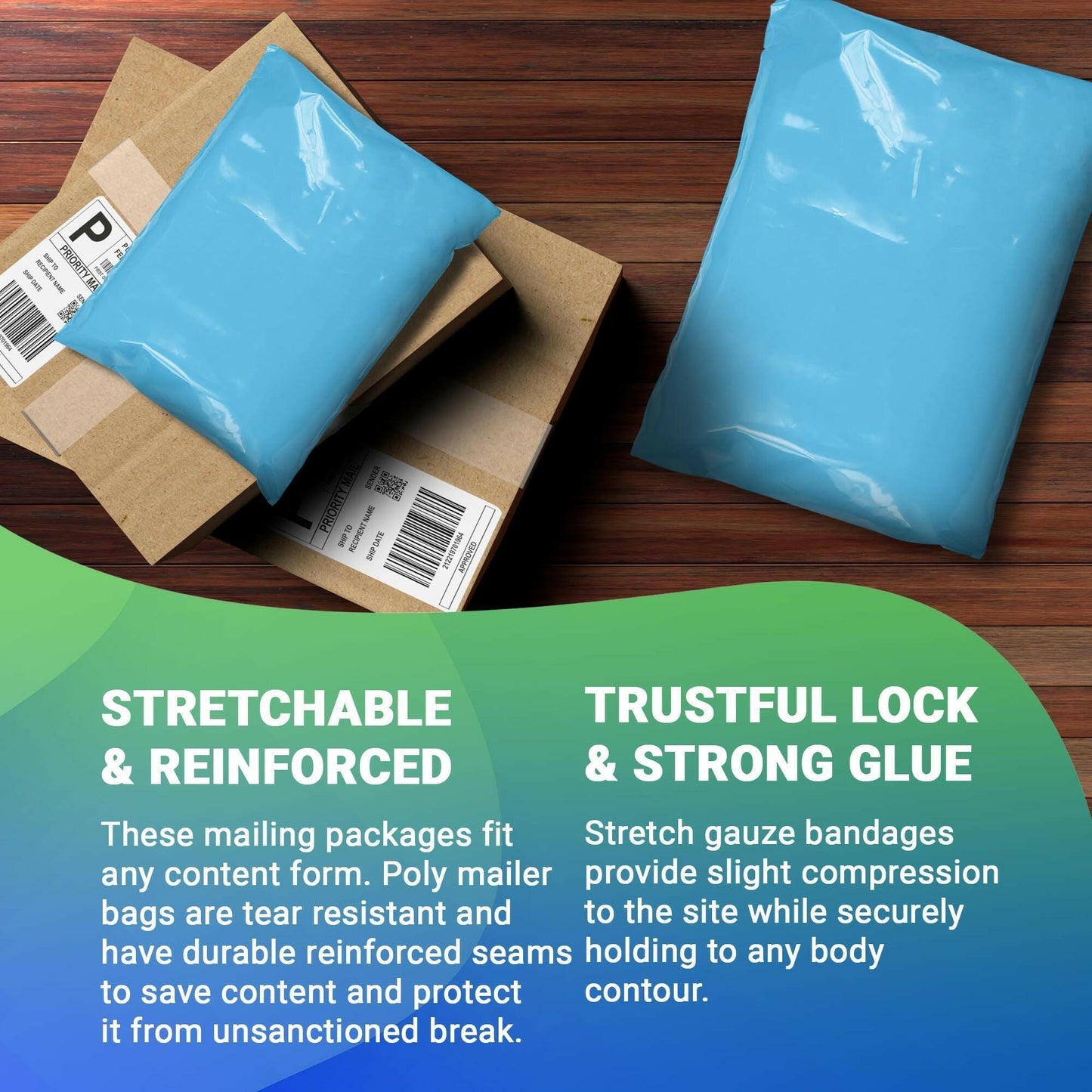 Amiff Blue Poly Mailers 14.5 x 19 Inches – 1000 Pack Waterproof Self-Seal Bags - GoTypical