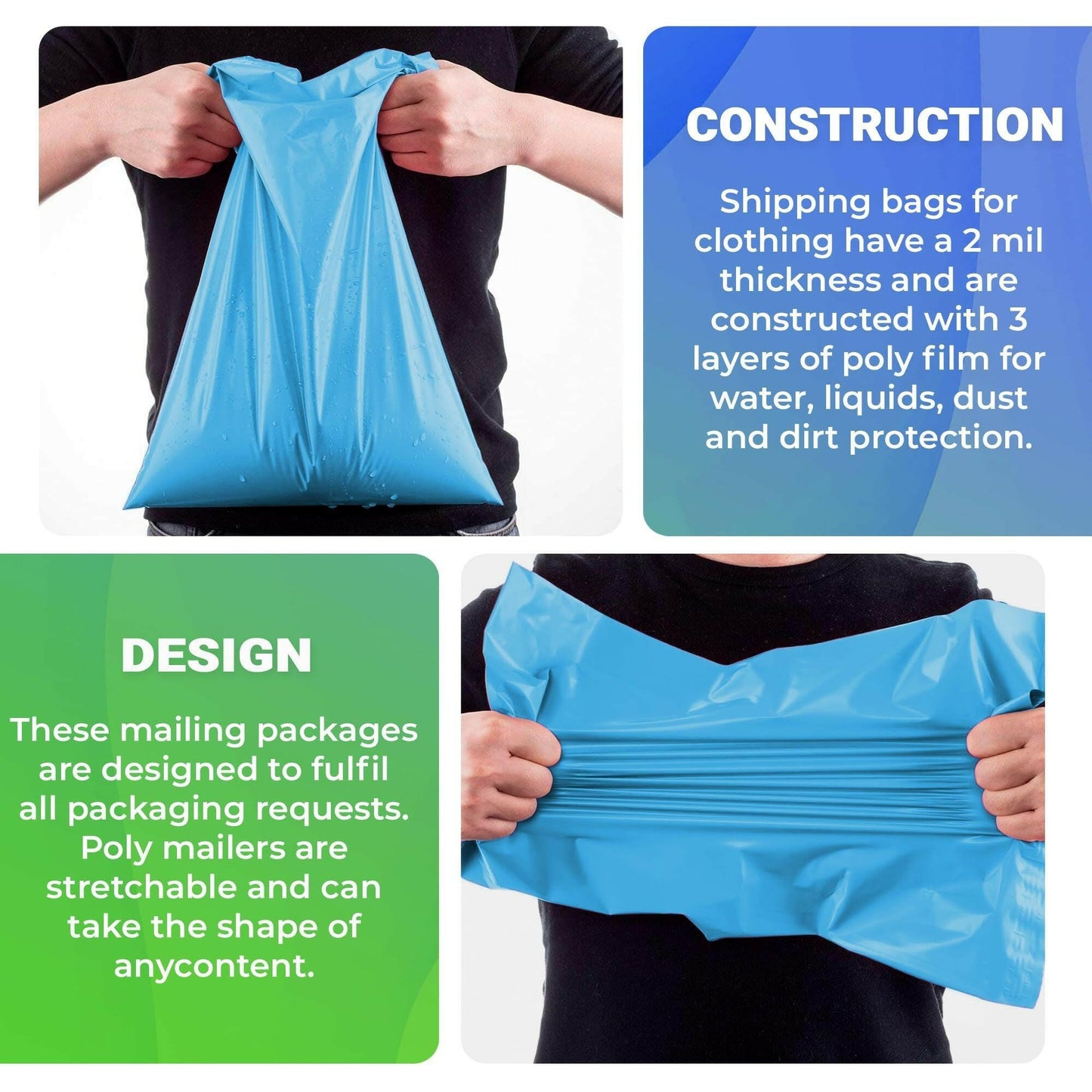 . Blue Poly Mailers 6x9 Inches – 1000 Pack Waterproof Shipping Bags - GoTypical