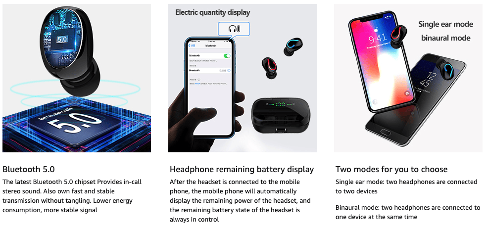 Bluetooth 5.1 Wireless Earbuds – TWS Stereo Headphones IPX7 Waterproof - GoTypical