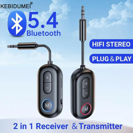 . Bluetooth 5.4 Wireless Transmitter Receiver – 2-in-1 AUX Adapter - GoTypical