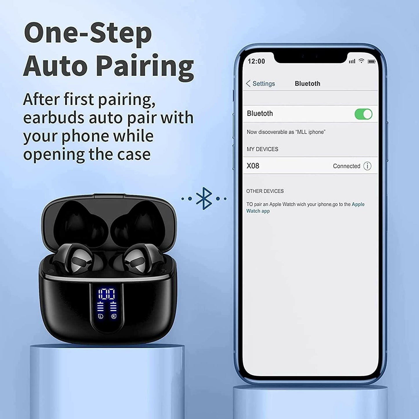 Bluetooth Earbuds – True Wireless LED Power Display IPX5 Waterproof 60H Playtime - GoTypical