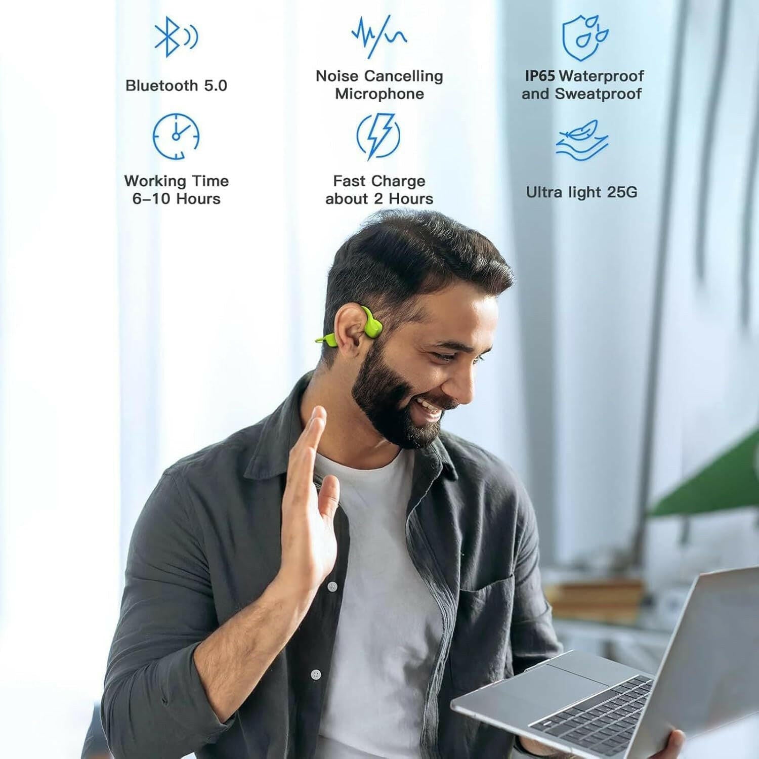 Bone Conduction Earphones – Wireless Open-Ear Sports Headphones IPX6 Waterproof Bluetooth - GoTypical