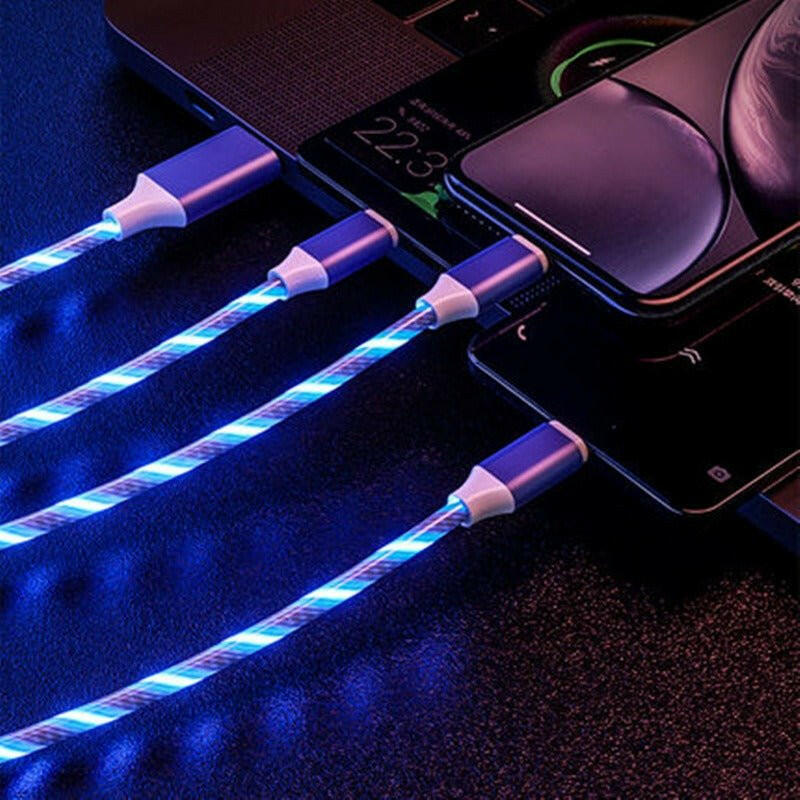 . LED Light-Emitting 3-in-1 Multi-Head Charging Cable – Streamer Design - GoTypical
