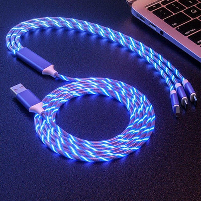 . LED Light-Emitting 3-in-1 Multi-Head Charging Cable – Streamer Design - GoTypical