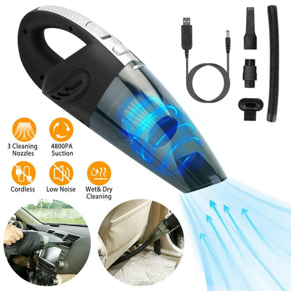 Car Handheld Vacuum Cleaner Cordless Rechargeable Hand Vacuum Portable Strong Suction Vacuum - GoTypical