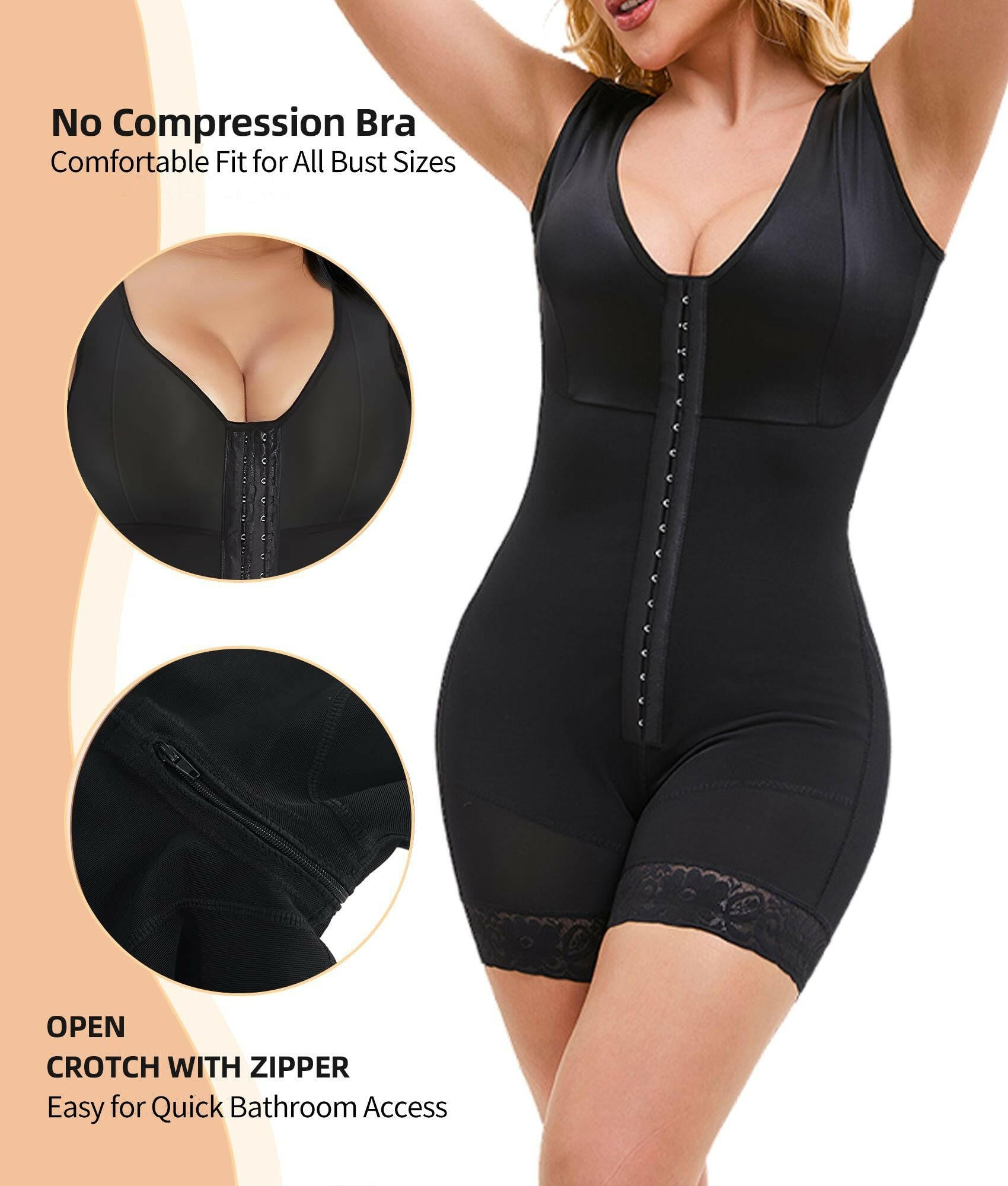 Colombian Shapewear Bodysuit – Black Seamless Tummy Control Compression Slimming - GoTypical