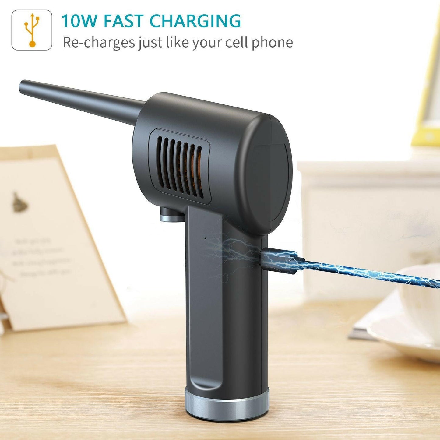 Electric Air Duster – 36000 RPM Rechargeable Cleaner with Long Nozzle - GoTypical