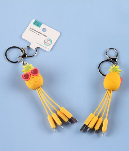 Creative cartoon data cable quirky peach blossom eye phone charging cable peach blossom eye pineapple fruit - GoTypical