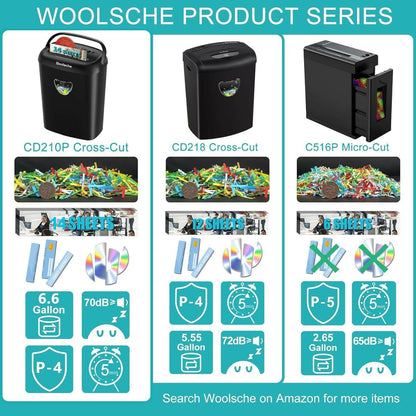 Cross Cut Paper Shredder – 14-Sheet Capacity Jam-Proof with 6.6 Gallon Basket - GoTypical