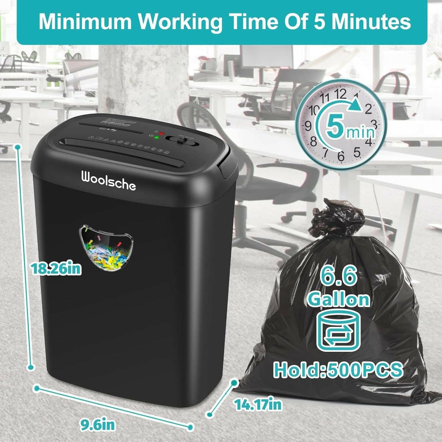 Cross Cut Paper Shredder – 14-Sheet Capacity Jam-Proof with 6.6 Gallon Basket - GoTypical