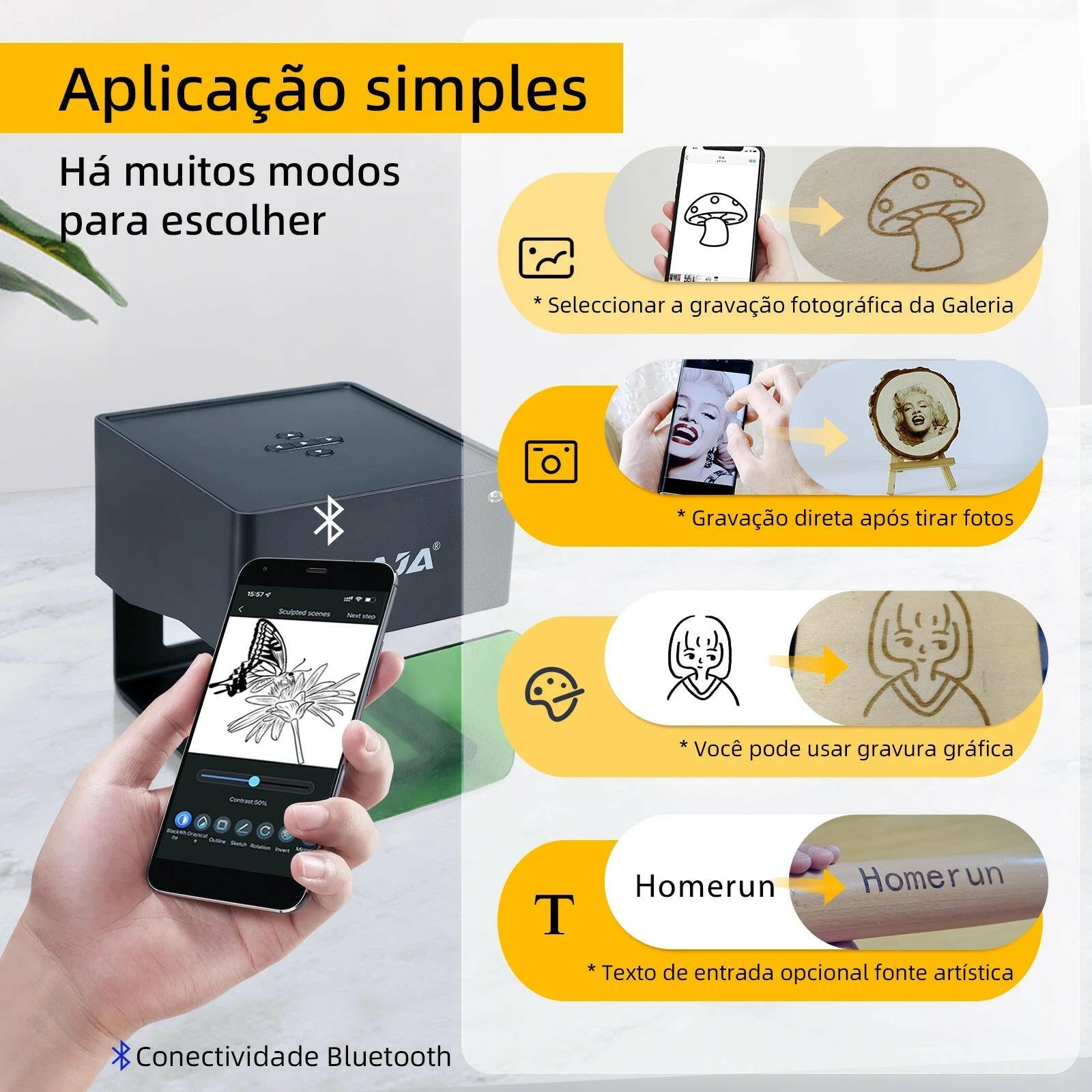 Laser Engraver – DAJA Mini Portable Bluetooth CNC Machine for Wood & Leather - GoTypical