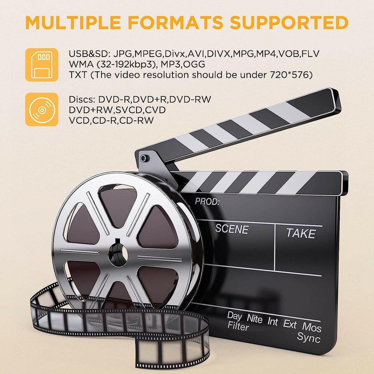 DBPOWER Portable DVD Player – 16.9-Inch Large Screen | 270° Swivel - GoTypical