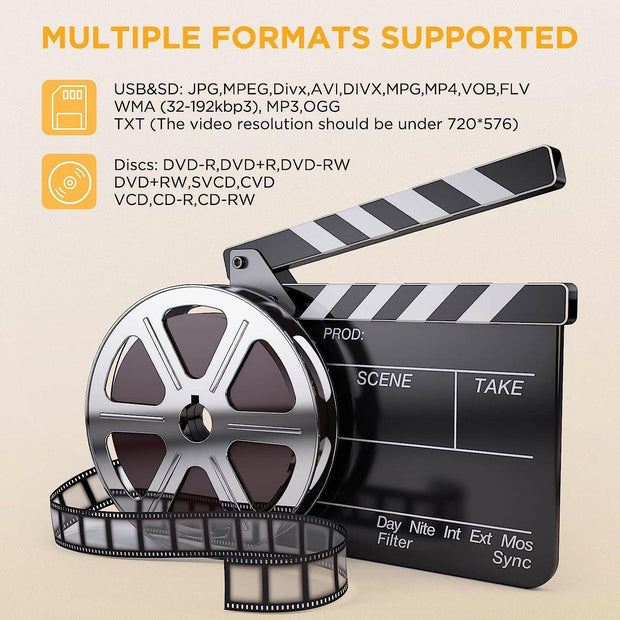 DBPOWER Portable DVD Player – 16.9-Inch Large Screen | 270° Swivel - GoTypical