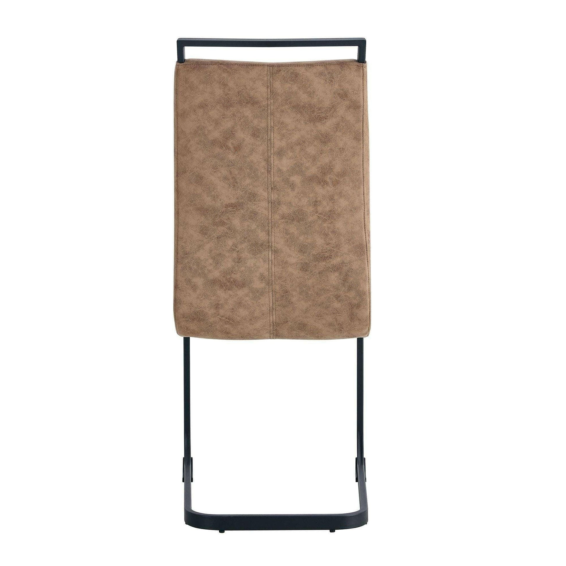 . Tech Cloth Dining Chairs – Brown High Back with Metal Legs Set of 2 - GoTypical