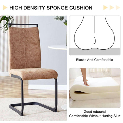 . Tech Cloth Dining Chairs – Brown High Back with Metal Legs Set of 2 - GoTypical